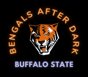 bengal under the text "bengals after dark" and above the text "buffalo state"